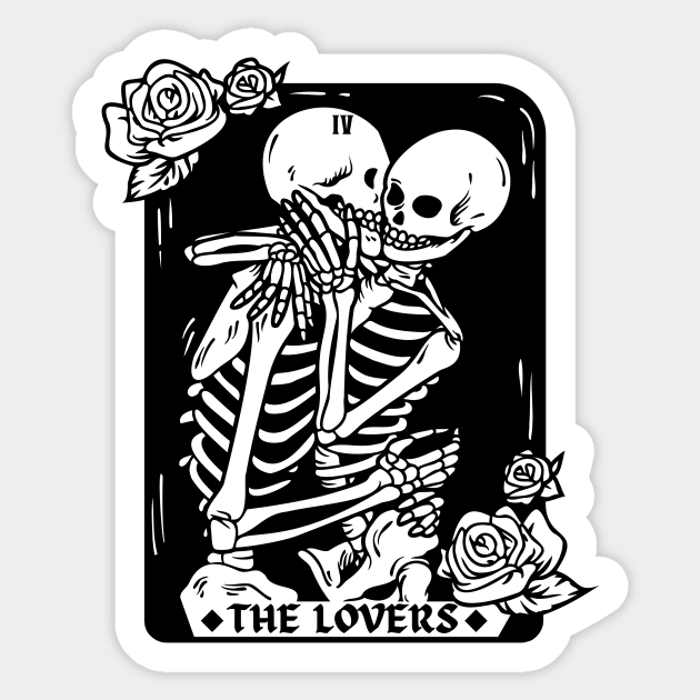 The Lovers Tarot Card Skeletons Sticker by soulfulprintss8